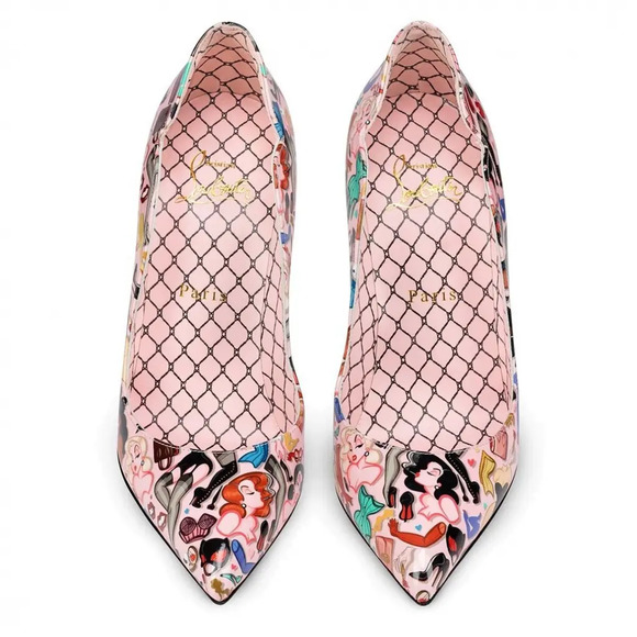 Christian Louboutin Hot Chick 100 Pink Patent Leather Bored Red Heel Pump 40 - Picture 6 of 12